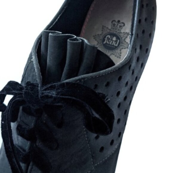 Feud London Lace Up Perforated Leather High Heel Shoes - Picture 2 of 3